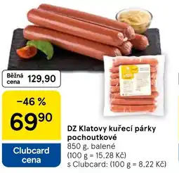 Tesco DZ Klatovy kuřecí párky pochoutkové nabídka