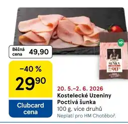 Tesco Kostelecké Uzeniny Poctivá šunka nabídka