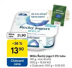 Tesco Milko Řecký jogurt 0% tuku nabídka
