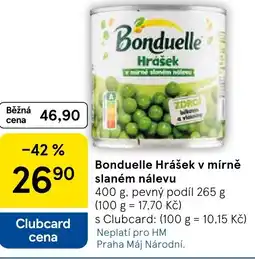 Tesco Bonduelle Hrášek v mírně slaném nálevu nabídka