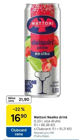 Tesco Mattoni Nealko drink nabídka