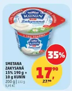 Penny Market Smetana zakysaná 15% 190 g + 10 g Kunín nabídka