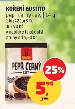 Penny Market Koření Gustito pepř černý celý nabídka