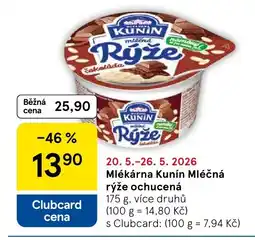 Tesco Mlékárna Kunín Mléčná rýže ochucená nabídka