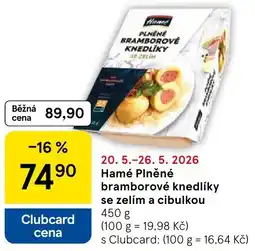 Tesco Hamé Plněné bramborové knedlíky se zelím a cibulkou nabídka