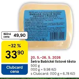 Tesco Setra Babické listové těsto nabídka