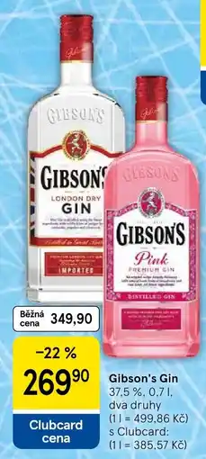 Tesco Gibson's Gin nabídka