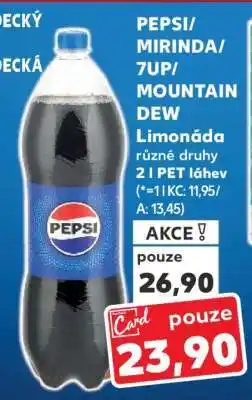 Kaufland Pepsi Mirinda 7UP, Mountain Dew nabídka