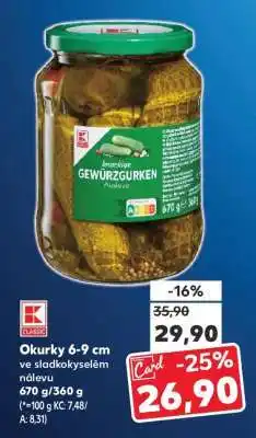 Kaufland Okurky 6-9 cm ve sladkokyselém nálevu nabídka