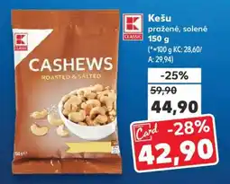 Kaufland Kešu pražené, solené 150 g nabídka