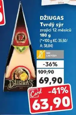 Kaufland DŽIUGAS Tvrdý sýr zrající 12 měsíců 180 g nabídka
