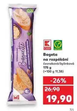 Kaufland Bageta na rozpékání česneková/bylinková nabídka
