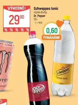 Globus Schweppes tonic, různé druhy, Dr. Pepper nabídka