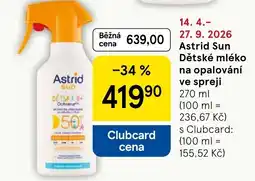 Tesco Astrid Sun Dětské mléko na opalování ve spreji nabídka
