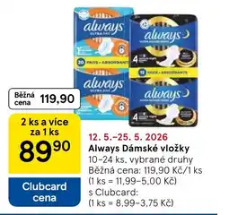 Tesco Always Dámské vložky nabídka