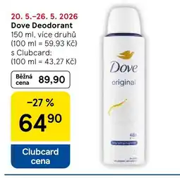 Tesco Dove Deodorant nabídka