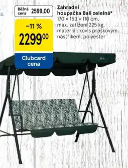 Tesco Zahradní houpačka Bali zelelná nabídka