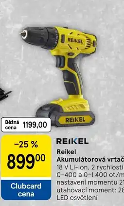 Tesco Reikel Akumulátorová vrtačka nabídka