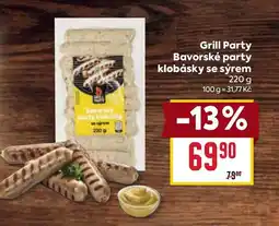 Billa Grill Party Bavorské party klobásky se sýrem nabídka