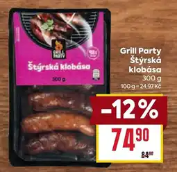 Billa Grill Party Štýrská klobása nabídka