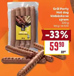 Billa Grill Party Hot dog klobáska se sýrem nabídka