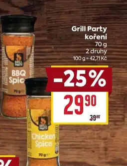 Billa Grill Party koření nabídka