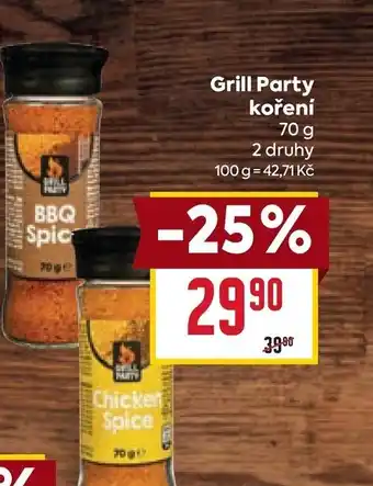 Billa Grill Party koření nabídka