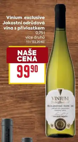 Billa Vinium exclusive Jakostní odrůdová vína s přívlastkem nabídka