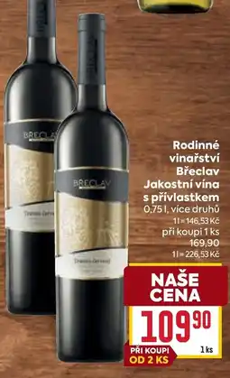 Billa Rodinné vinařství Břeclav Jakostní vína s přívlastkem nabídka