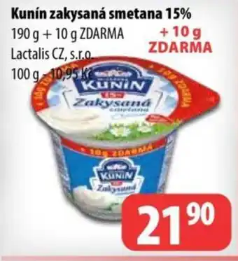 Partner Maloobchodní síť Kunín zakysaná smetana 15% nabídka