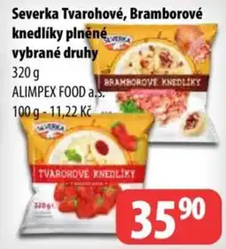 Partner Maloobchodní síť Severka Tvarohové, Bramborové knedlíky plněné nabídka