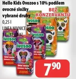 Partner Maloobchodní síť Hello Kids Ovozoo s 10% podílem ovocné složky nabídka