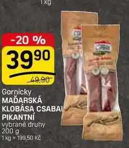 Flop MAĎARSKÁ KLOBÁSA CSABAI PIKANTNÍ vybrané druhy nabídka