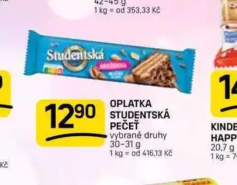 OPLATKA STUDENTSKÁ PEČEŤ vybrané druhy