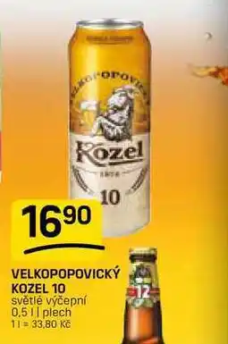 Flop VELKOPOPOVICKÝ KOZEL 10 světlé výčepní 0,5 || plech nabídka