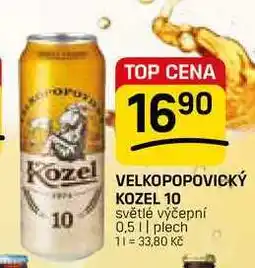 Flop VELKOPOPOVICKÝ KOZEL 10 0,5l, plech nabídka