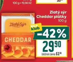 Billa Zlatý sýr Cheddar plátky nabídka
