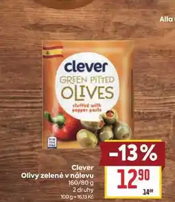 Billa Clever Olivy zelené v nálevu 160/80 g nabídka
