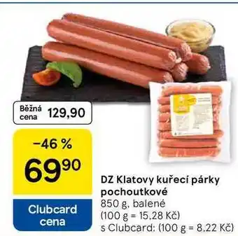 Tesco DZ Klatovy kuřecí párky pochoutkové, 850 g, balené nabídka