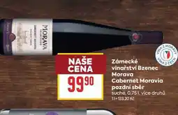 Billa Zámecké vinařství Bzenec Morava Cabernet Moravia pozdní sběr suché nabídka