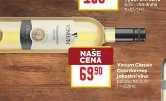Billa Vinium Classic Chardonnay jakostní víno polosuché nabídka