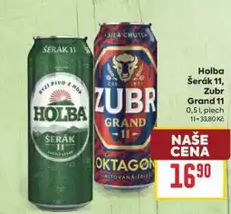 Billa Holba Šerák 11, Zubr Grand 11 0,51, plech nabídka