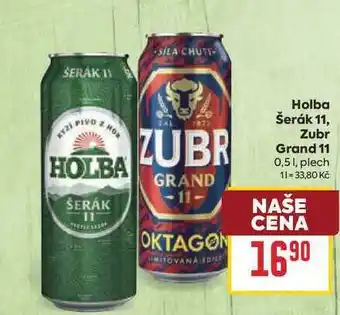 Billa Holba Šerák 11, Zubr Grand 11 0,51, plech nabídka