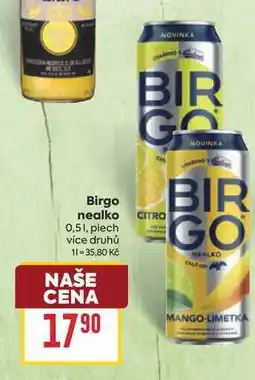 Billa Birgo nealko 0,5l, plech nabídka