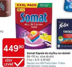 Tesco Somat Kapsle do myčky na nádobí, 88-115 ks, více druhů nabídka