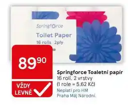 Tesco Springforce Toaletní papír, 16 rolí, 2 vrstvy nabídka