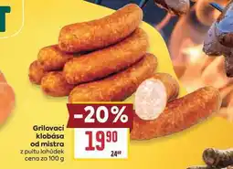 Billa Grilovací klobása od mistra z pultu lahůdek cena za nabídka