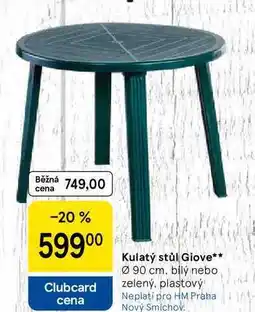 Tesco Kulatý stůl Giove, Ø 90 cm, bilý nebo zelený, plastový nabídka