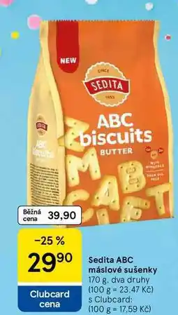 Tesco Sedita ABC máslové sušenky, 170 g, dva druhy nabídka