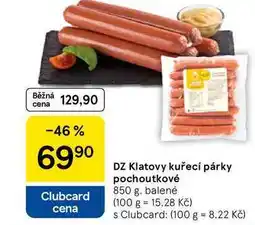 Tesco DZ Klatovy kuřecí párky pochoutkové, 850 g, balené nabídka